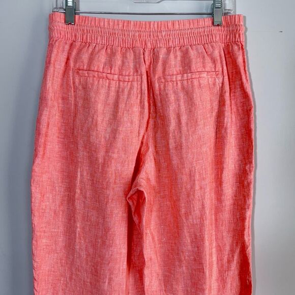 Athleta Retreat Linen Jogger Pants in Calla Sunset Orange Coral 531704 Size 6 - Picture 10 of 16